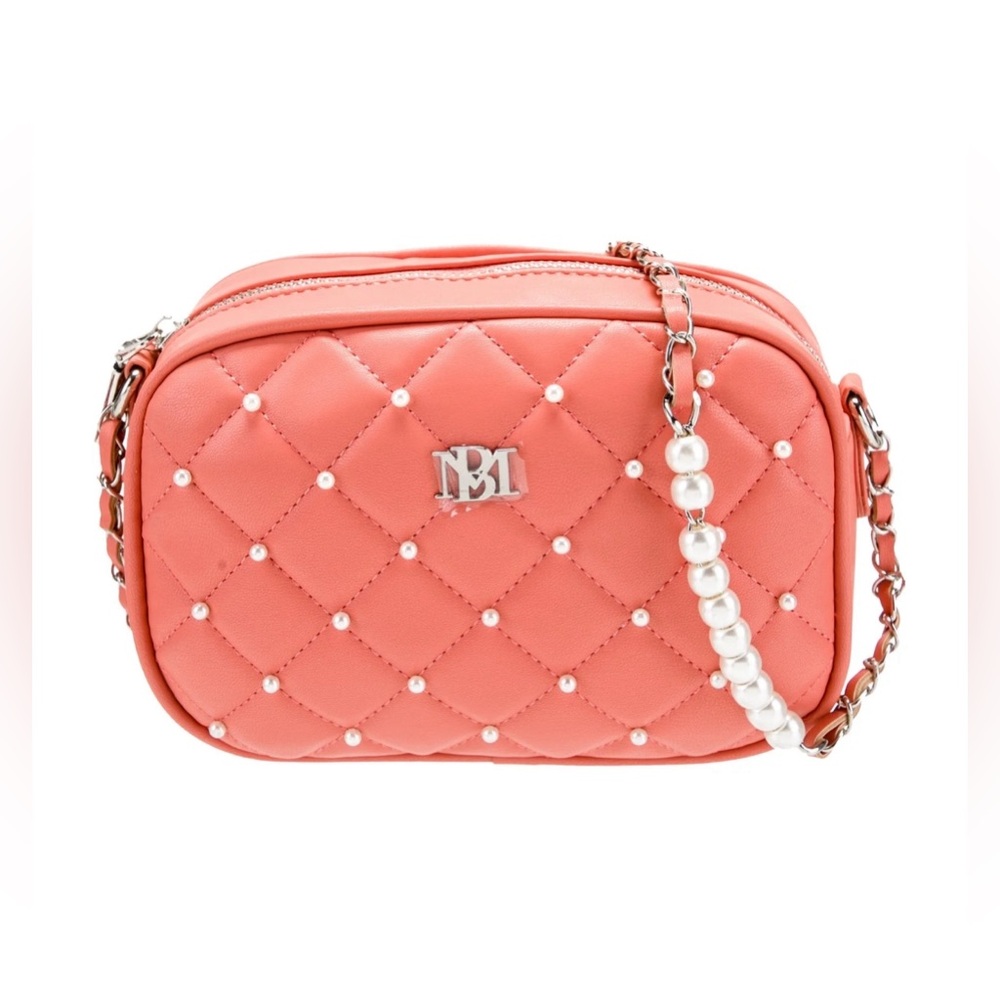 NWT Badgley Mischka Coral Camera Bag. 100% Vegan Leather.